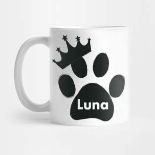 Luna cat name made of hand drawn paw prints Mug